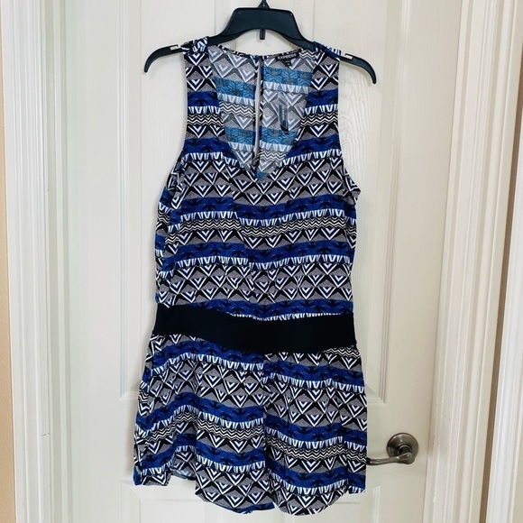 Express New Size L Blue and Black Romper Southwest Aztec Boho Festival Summer - Picture 4 of 9